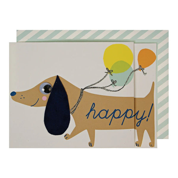 Sausage Dog Birthday Card by Meri Meri. Australian Art Prints and Homewares. Green Door Decor. www.greendoordecor.com.au