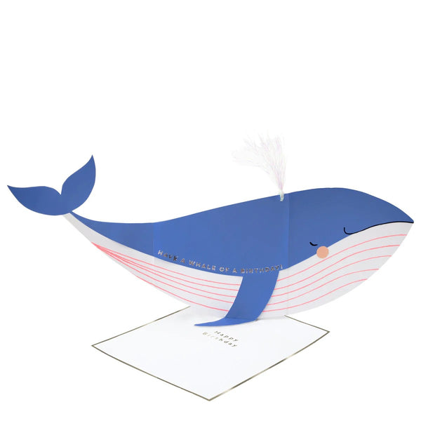 Whale Stand-Up Birthday Card by Meri Meri. Australian Art Prints and Homewares. Green Door Decor. www.greendoordecor.com.au