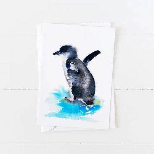 Greeting Card | Penguin | Choose Arts by Qing Zhang. Australian Art Prints and Homewares. Green Door Decor. www.greendoordecor.com.au