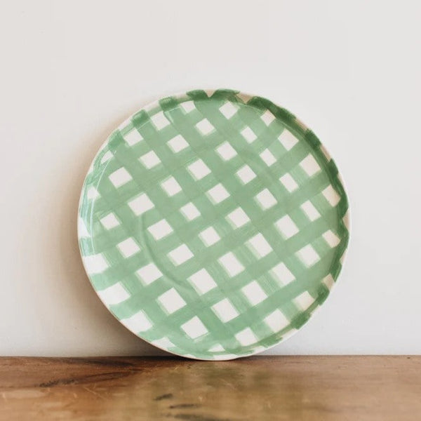 Platter | Green Gingham by Noss Ceramics. Australian Art Prints and Homewares. Green Door Decor. www.greendoordecor.com.au