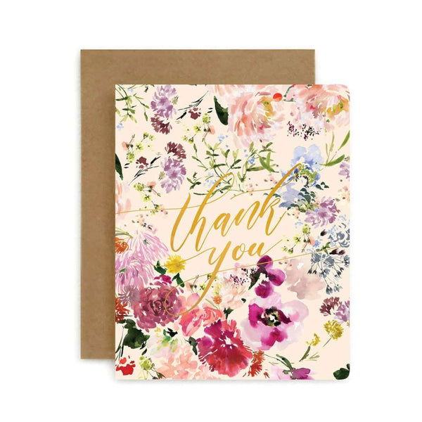 'Thank You - Blush Ranunculus' Card by Bespoke Letterpress. Australian Art Prints and Homewares. Green Door Decor. www.greendoordecor.com.au
