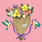 Mini Greeting Card | XOXO Bouquet by La La Land. Australian Art Prints and Homewares. Green Door Decor. www.greendoordecor.com.au