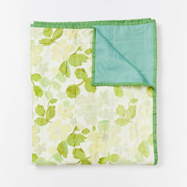 Quilted Throw | Mini Pastel Floral Green by Bonnie and Neil. Australian Art Prints and Homewares. Green Door Decor. www.greendoordecor.com.au