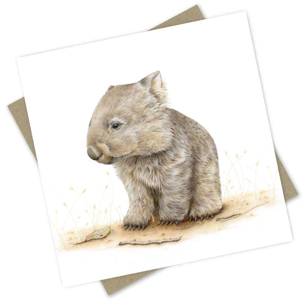 Greeting Card - Rhonda Wombat by Popcorn Blue. Australian Art Prints and Homewares. Green Door Decor. www.greendoordecor.com.au