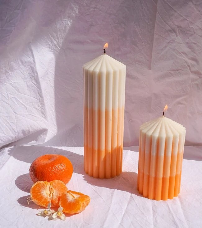 Bubble Cube Candle 2-Pack | Ginger Orange Scented | Soy Wax Home Decor |  Cute Gift for Women (Orange Shades)