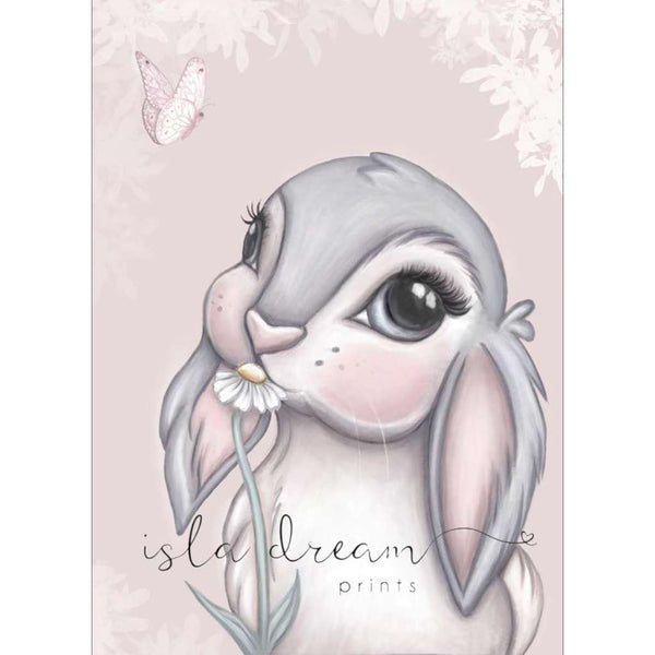 Freya bunny - pink, by Isla Dream. Australian Art Prints. Green Door Decor.  www.greendoordecor.com.au