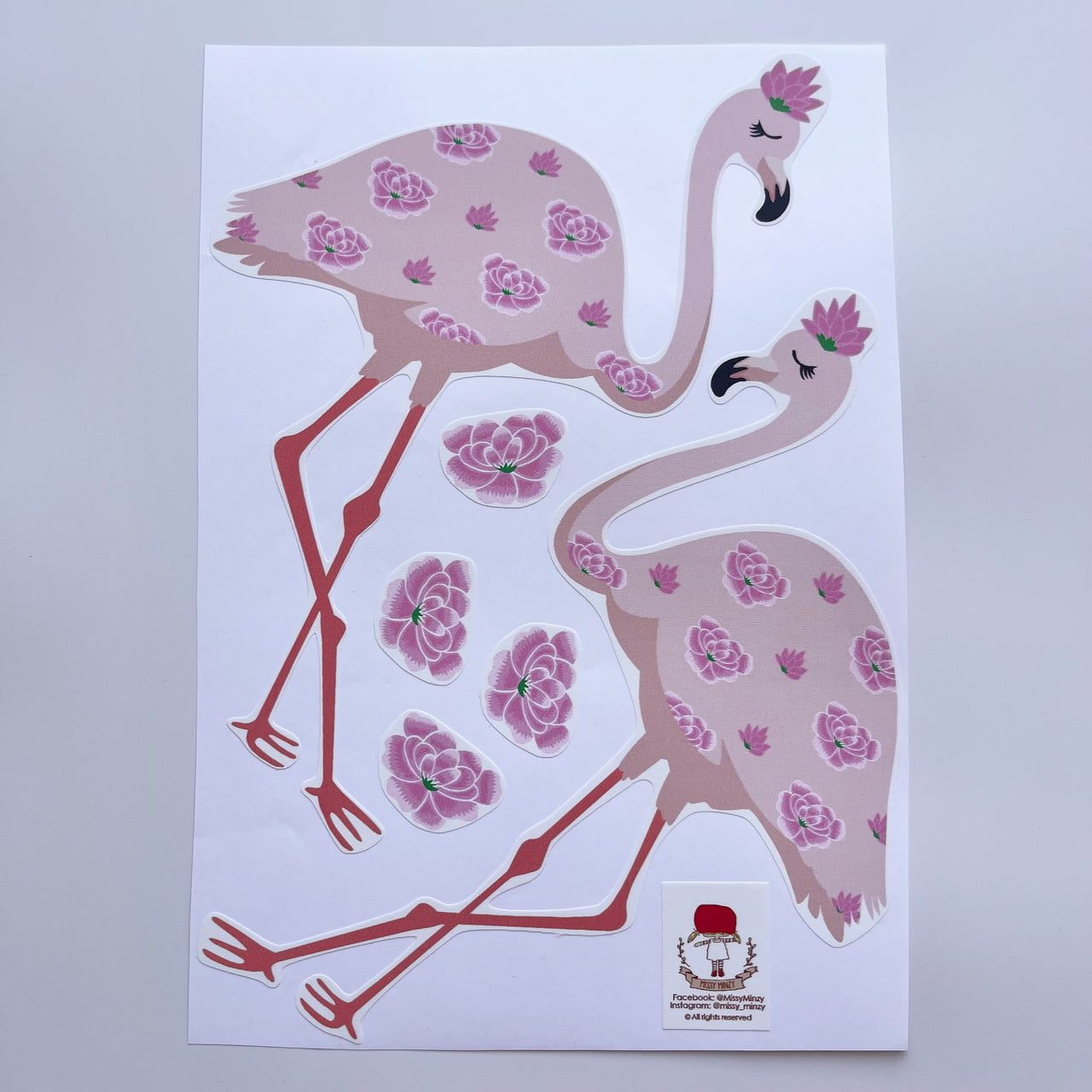 Wall Decals A4 Sheet | Pink Flamingo by Missy Minzy. Australian Art Prints and Homewares. Green Door Decor. www.greendoordecor.com.au