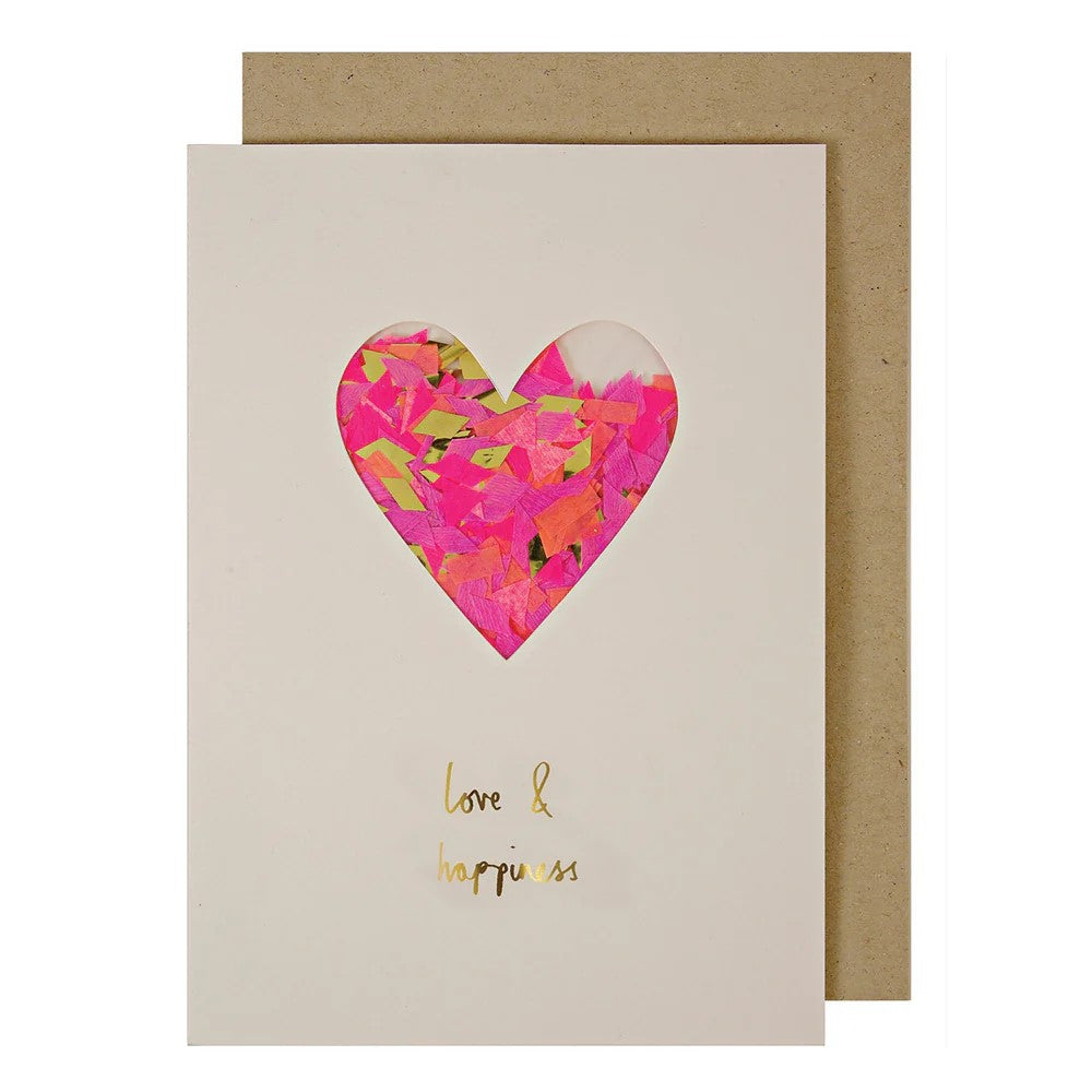 Heart Confetti Shaker Anniversary Card by Meri Meri. Australian Art Prints and Homewares. Green Door Decor. www.greendoordecor.com.au