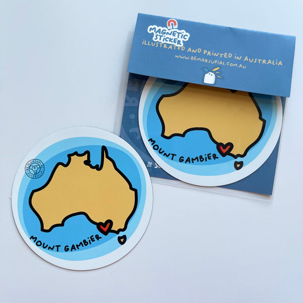 Magnetic Sticker | Mount Gambier by Be Marsupial. Australian Art Prints and Homewares. Green Door Decor. www.greendoordecor.com.au