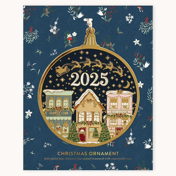 Enamel Christmas Ornament | 2025 Christmas Village by Bespoke Letterpress. Australian Art Prints and Homewares. Green Door Decor. www.greendoordecor.com.au
