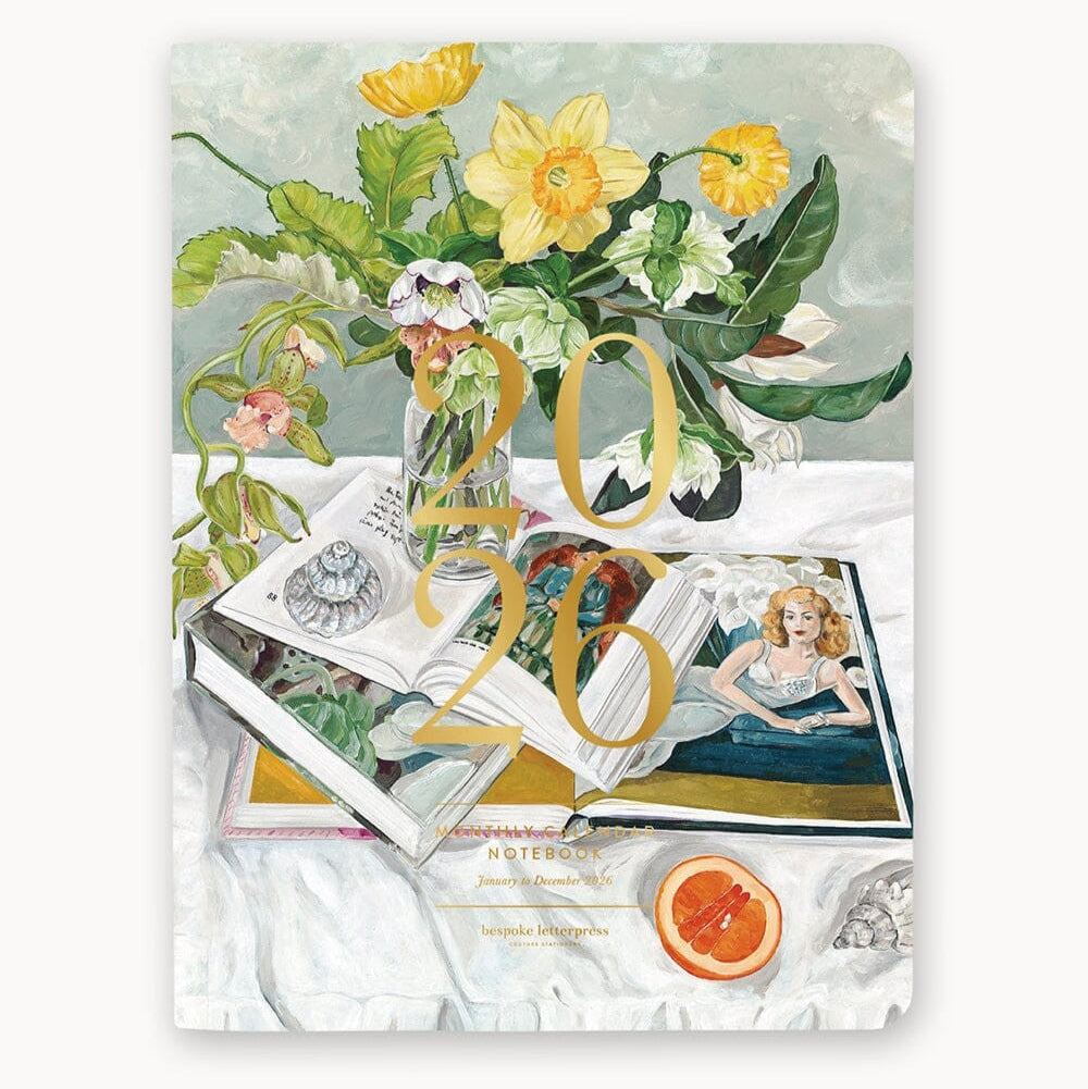 2026 Monthly Calendar Notebook by Bespoke Letterpress. Australian Art Prints and Homewares. Green Door Decor. www.greendoordecor.com.au