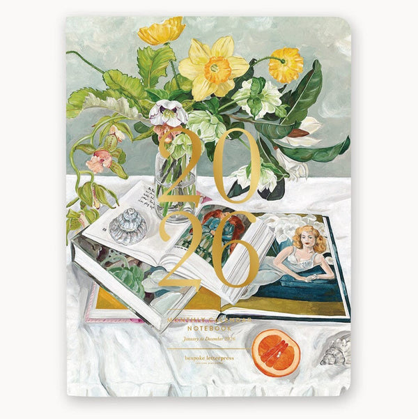 2026 Monthly Calendar Notebook by Bespoke Letterpress. Australian Art Prints and Homewares. Green Door Decor. www.greendoordecor.com.au