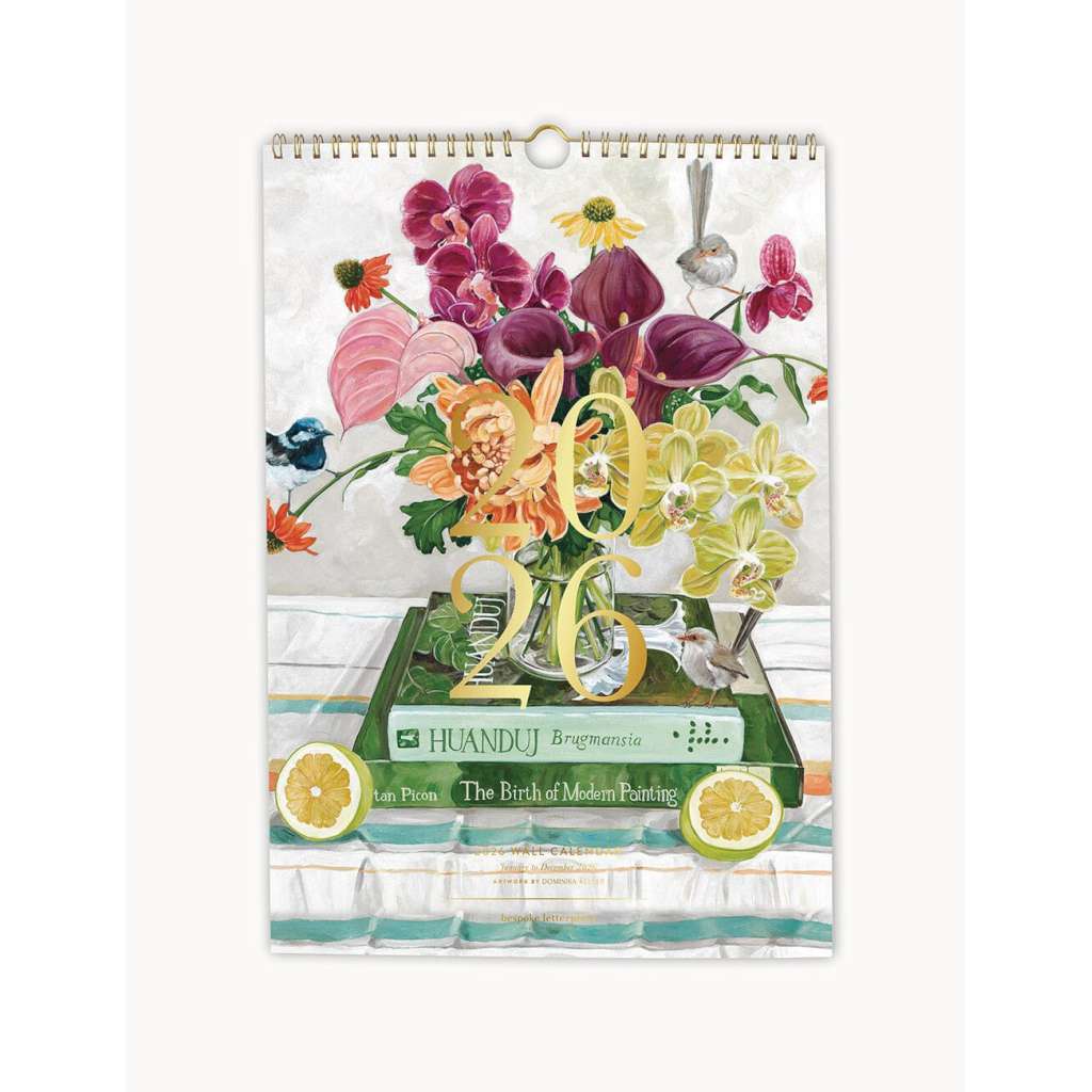 2026 Wall Calendar by Bespoke Letterpress. Australian Art Prints and Homewares. Green Door Decor. www.greendoordecor.com.au