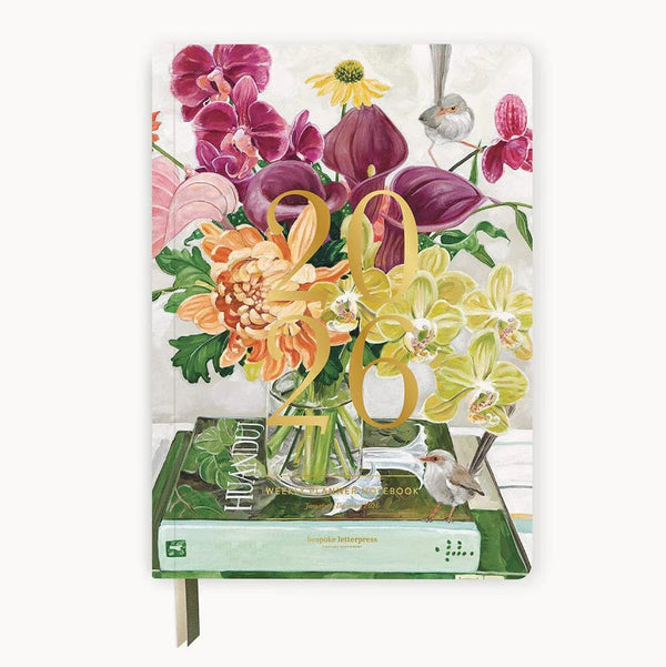 2026 Weekly Planner Notebook | Fairy Wren by Bespoke Letterpress. Australian Art Prints and Homewares. Green Door Decor. www.greendoordecor.com.au