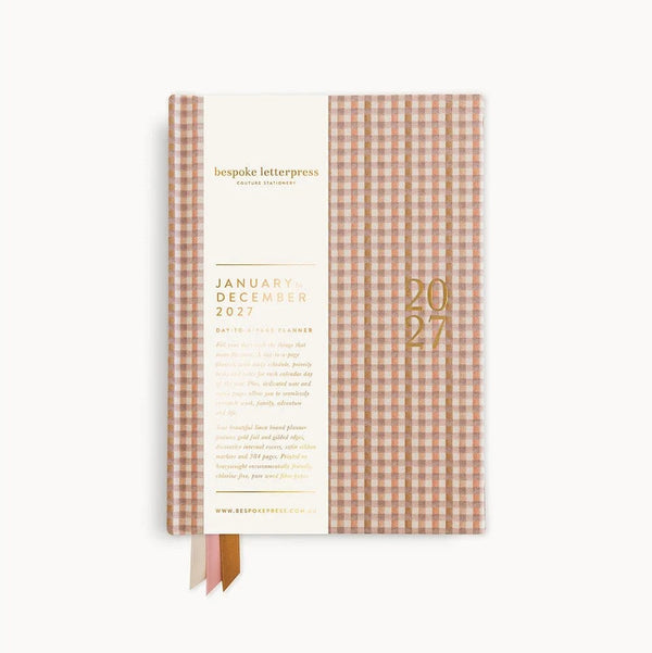 2027 Day To A Page Small Planner | Primrose Gingham by Bespoke Letterpress. Australian Art Prints, Gifts, Fashion and Homewares. Green Door Decor. www.greendoordecor.com.au