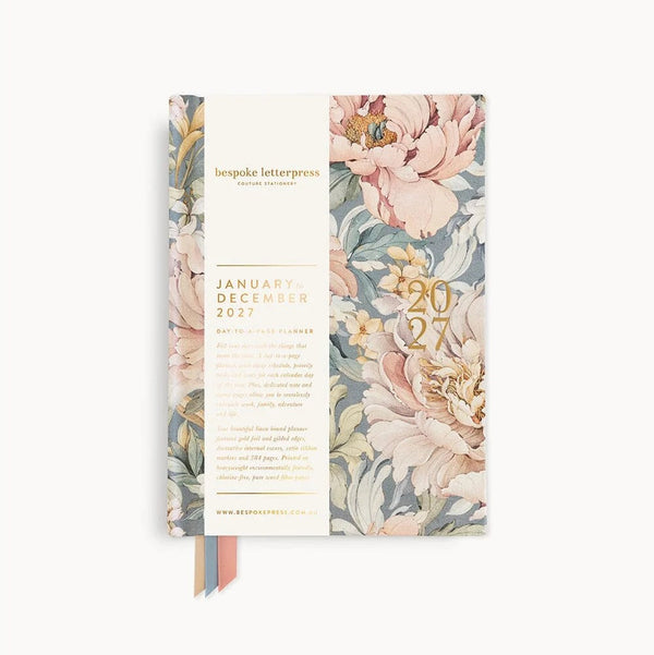 2027 Day To A Page Small Planner | Regency Blooms by Bespoke Letterpress. Australian Art Prints, Gifts, Fashion and Homewares. Green Door Decor. www.greendoordecor.com.au