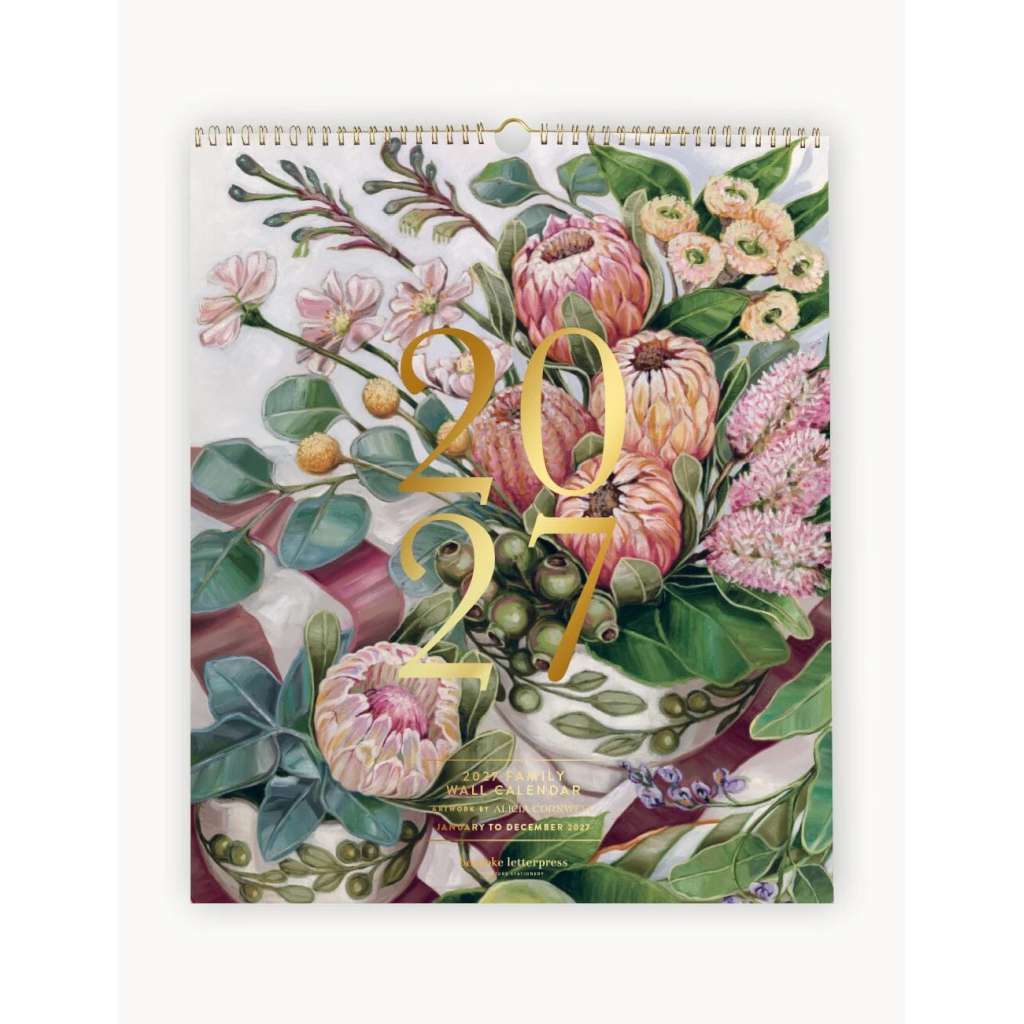 2027 Family Wall Calendar by Bespoke Letterpress. Australian Art Prints, Gifts, Fashion and Homewares. Green Door Decor. www.greendoordecor.com.au