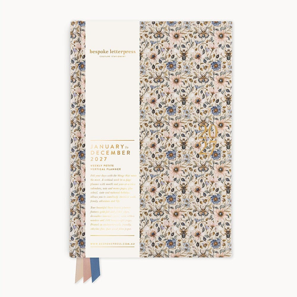 2027 Petite Vertical Planner | Duchess Blooms by Bespoke Letterpress. Australian Art Prints, Gifts, Fashion and Homewares. Green Door Decor. www.greendoordecor.com.au