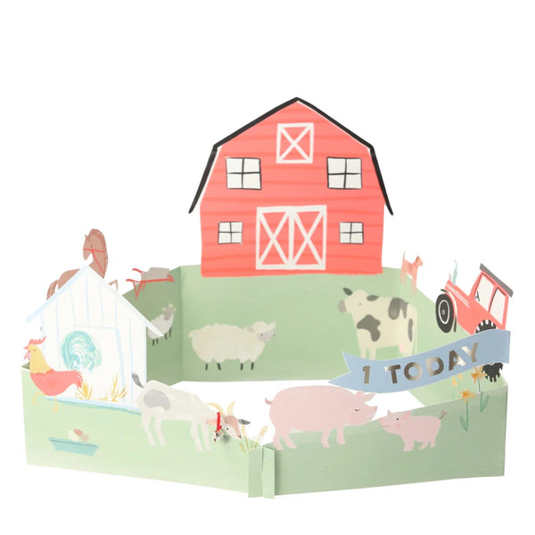 On The Farm 3D Scene 1st Birthday Card