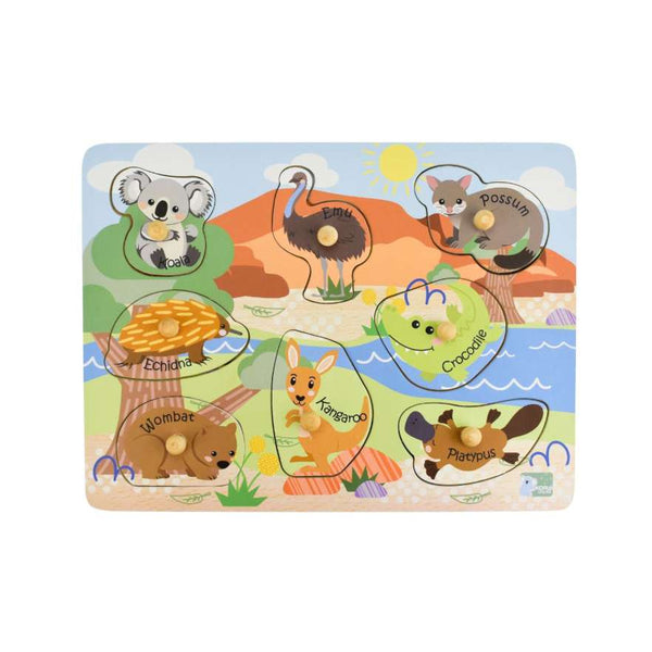 2 in 1 Animals and Their Homes Peg Puzzle by Eleganter Australia. Australian Art Prints, Gifts, Fashion and Homewares. Green Door Decor. www.greendoordecor.com.au