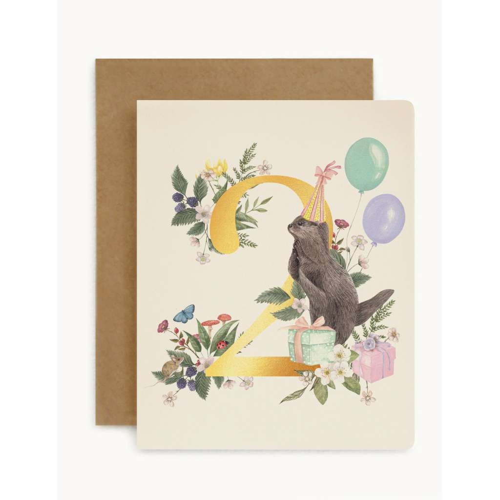 '2nd Birthday' Card by Bespoke Letterpress. Australian Art Prints and Homewares. Green Door Decor. www.greendoordecor.com.au