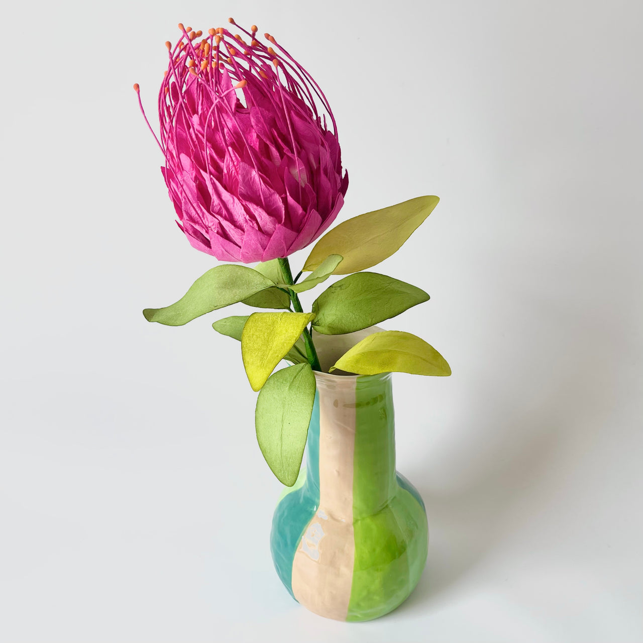 Paper Flowers - Single Stem Native - Leucospermum | Magenta Pink by Nibbanah. Australian Art Prints, Gifts, Fashion and Homewares. Green Door Decor. www.greendoordecor.com.au