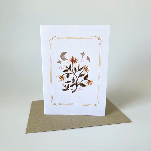 Native Clematis Australian Botanical | Greeting Card by The Darling Fig. Australian Art Prints and Homewares. Green Door Decor. www.greendoordecor.com.au