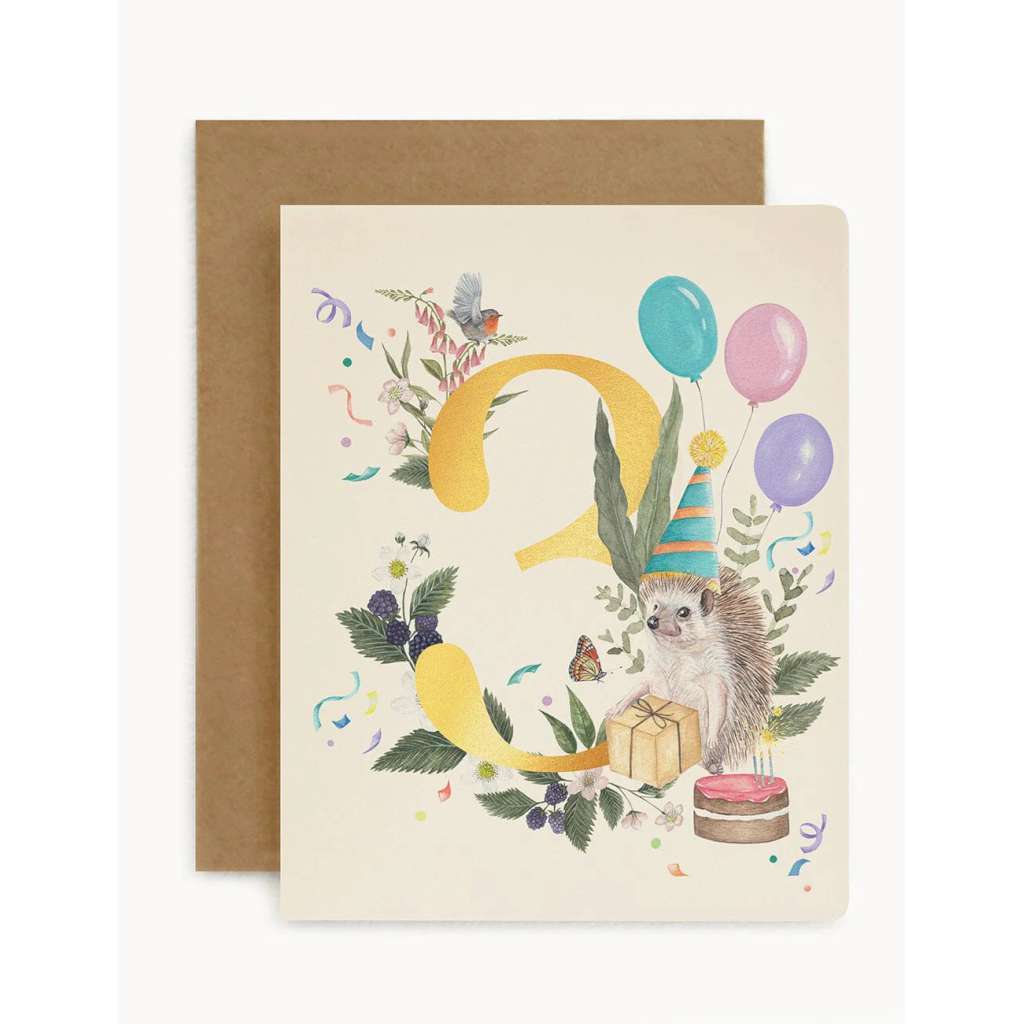 '3rd Birthday' Card by Bespoke Letterpress. Australian Art Prints and Homewares. Green Door Decor. www.greendoordecor.com.au