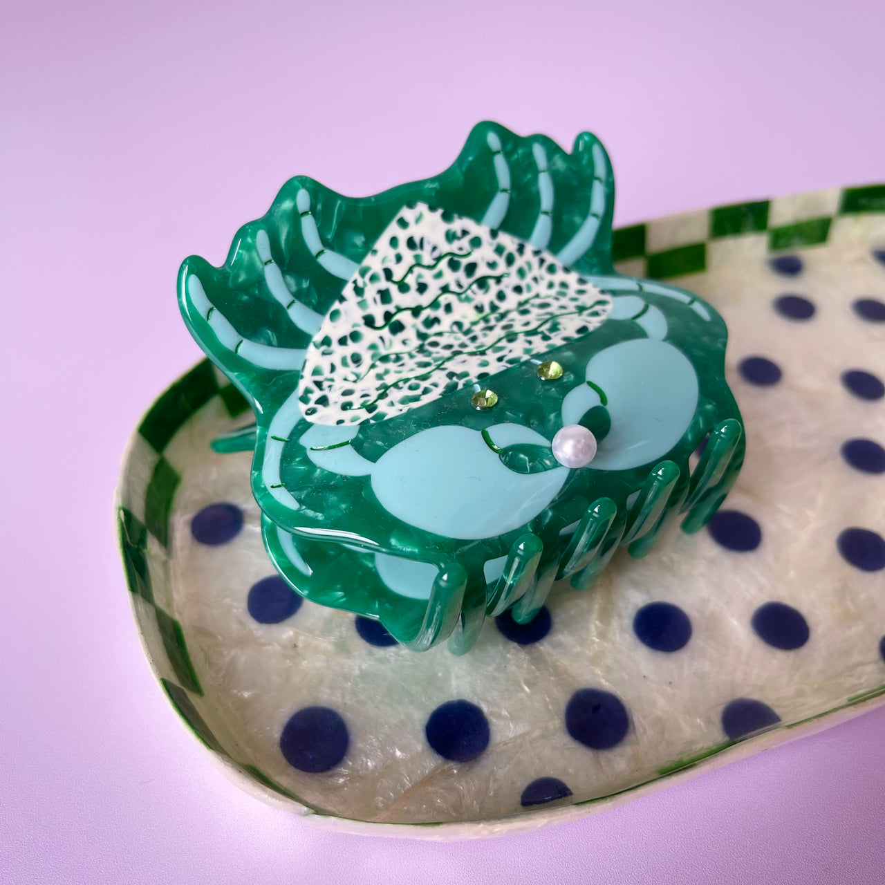 Hair Claw | Green Crab by Kingston Jewellery. Australian Art Prints, Fashion and Homewares. Green Door Decor. www.greendoordecor.com.au