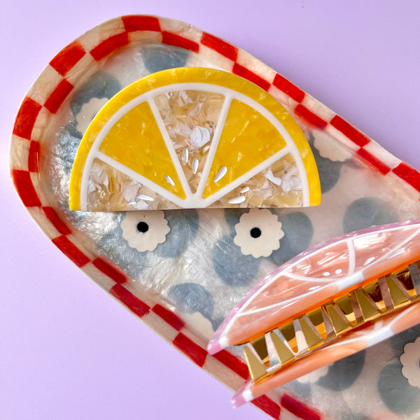 Hair Claw | Yellow Citrus by Kingston Jewellery. Australian Art Prints, Fashion and Homewares. Green Door Decor. www.greendoordecor.com.au