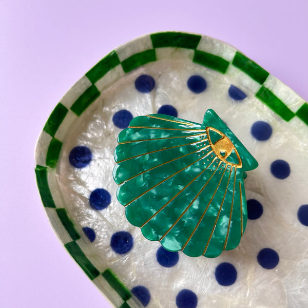 Hair Claw | Emerald Shell by Kingston Jewellery. Australian Art Prints, Fashion and Homewares. Green Door Decor. www.greendoordecor.com.au