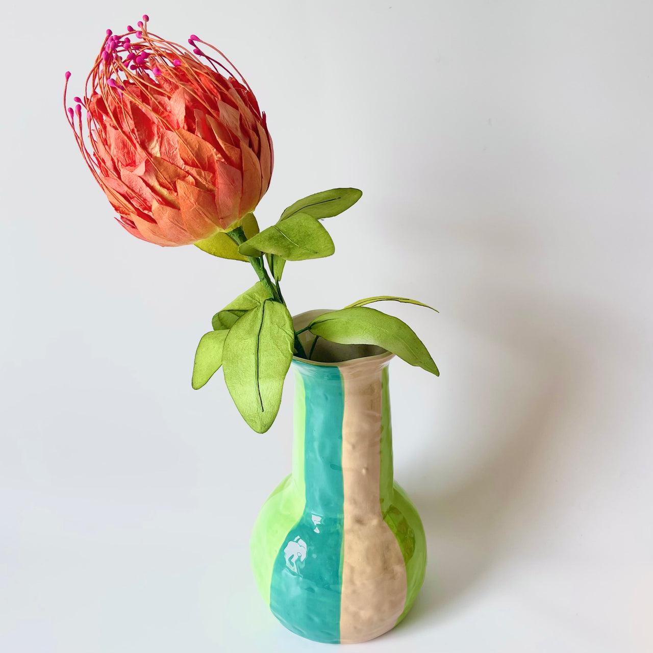 Paper Flowers - Single Stem Native - Leucospermum | Orange by Nibbanah. Australian Art Prints, Gifts, Fashion and Homewares. Green Door Decor. www.greendoordecor.com.au