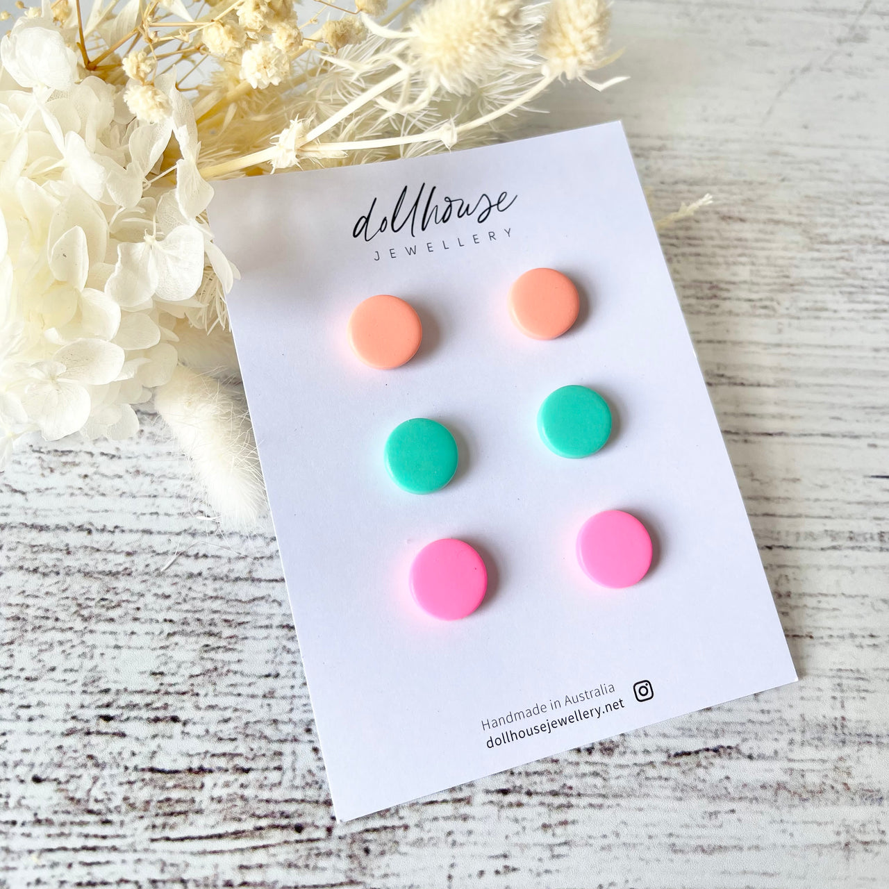 Dollhouse Stud Pack | Pastels by Dollhouse Jewellery. Australian Art Prints and Homewares. Green Door Decor. www.greendoordecor.com.au