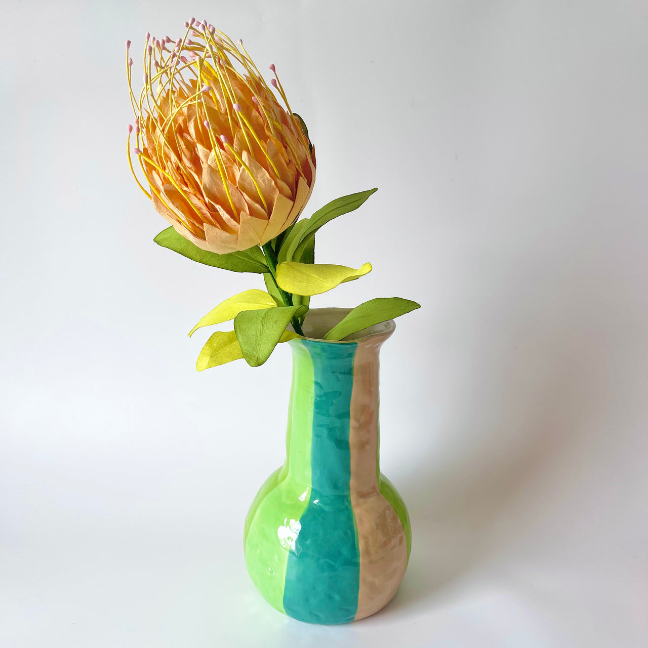 Paper Flowers - Single Stem Native - Leucospermum | Yellow by Nibbanah. Australian Art Prints, Gifts, Fashion and Homewares. Green Door Decor. www.greendoordecor.com.au