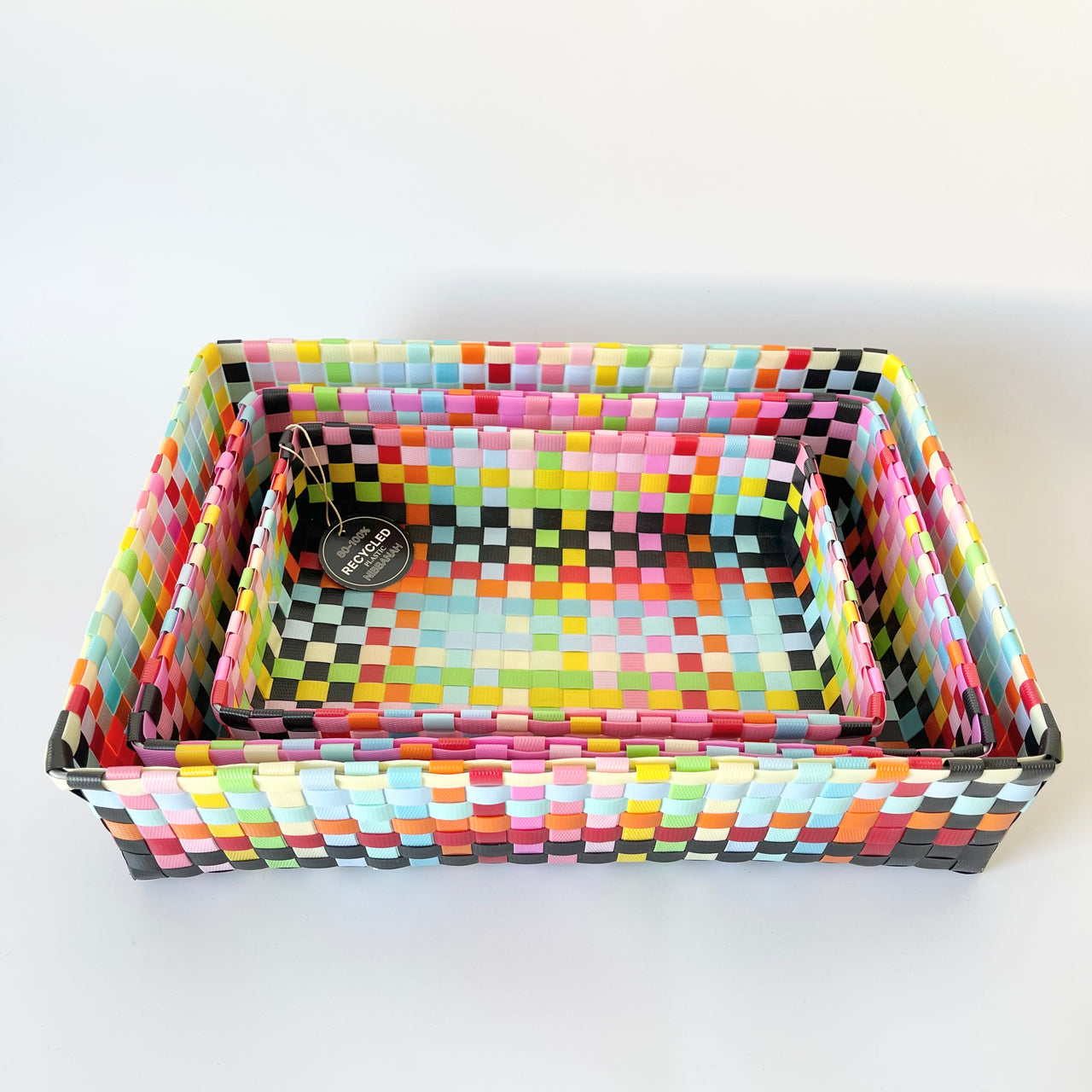 Recycled Plastic Tray - 3 Sizes | Pixel Black by Nibbanah. Australian Art Prints, Gifts, Fashion and Homewares. Green Door Decor. www.greendoordecor.com.au