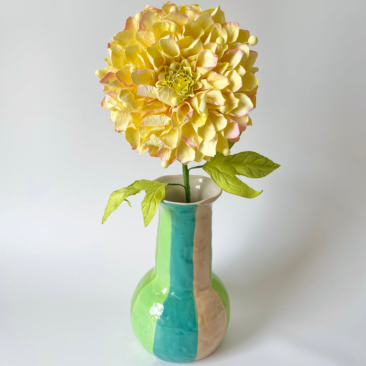 Paper Flowers - Single Stem XL Dahlia | Yellow by Nibbanah. Australian Art Prints, Gifts, Fashion and Homewares. Green Door Decor. www.greendoordecor.com.au