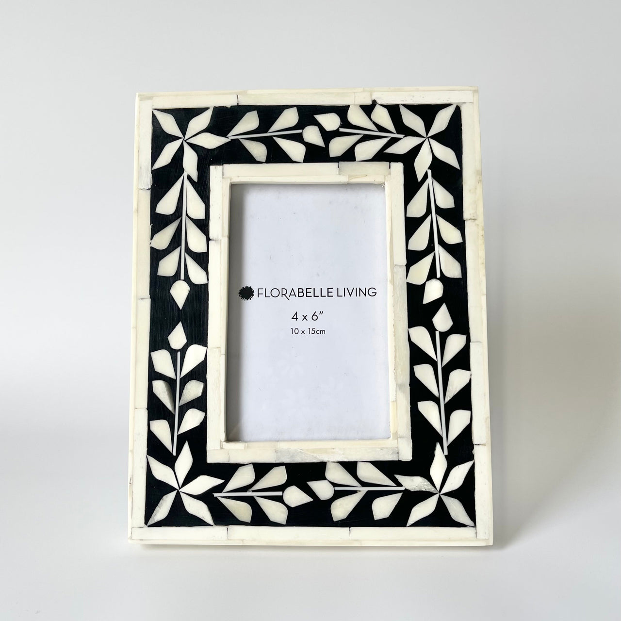 Photo Frame 4x6 inch | Naya Bone Inlay - Black & White by Florabelle Living. Australian Art Prints and Homewares. Green Door Decor. www.greendoordecor.com.au