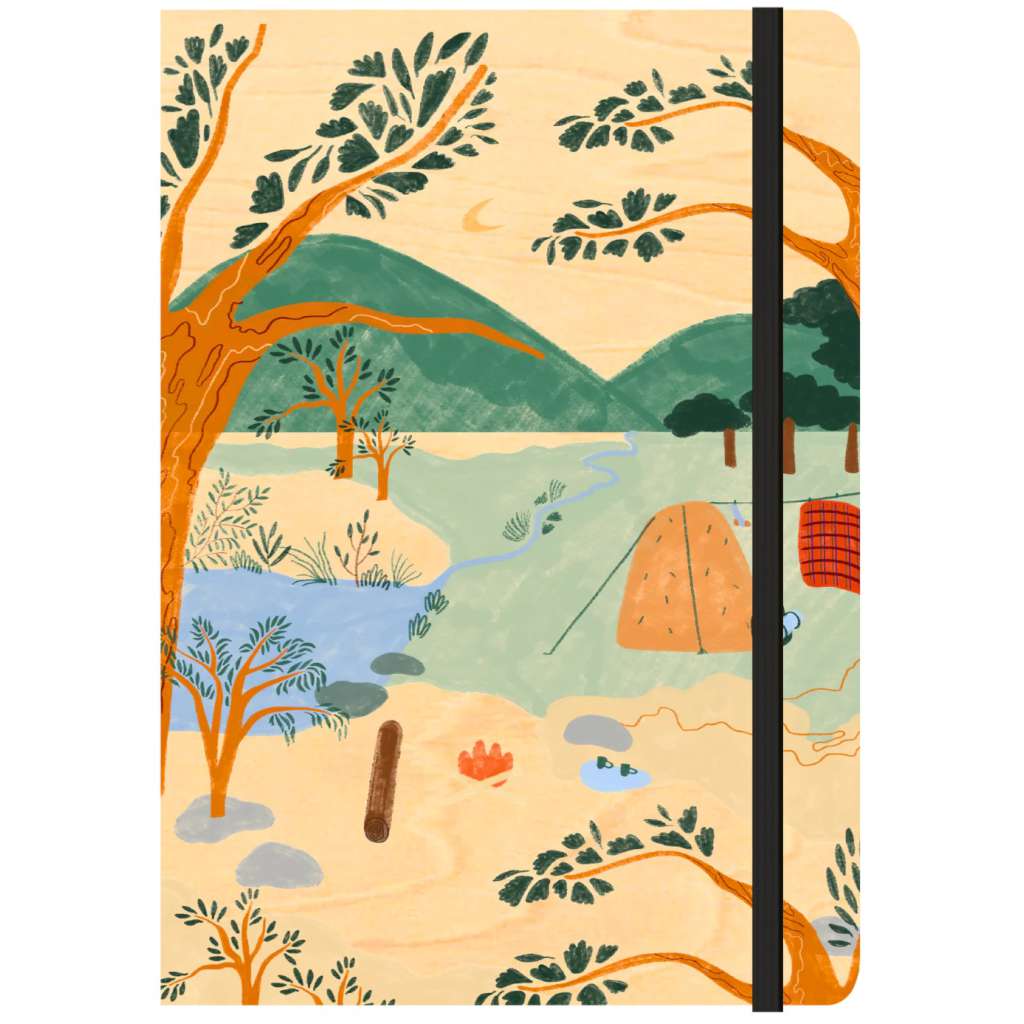 A5 Journal | Hayle & Shine | Camping Trip by Greenigo. Australian Art Prints and Homewares. Green Door Decor. www.greendoordecor.com.au