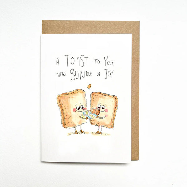 A Toast to Your New Bundle of Joy | Greeting Card by Well Drawn. Australian Art Prints and Homewares. Green Door Decor. www.greendoordecor.com.au