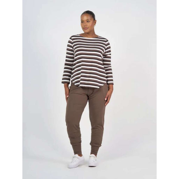 Adele Long Sleeve Bamboo Top | Brown Stripe by Lou Lou Australia. Australian Art Prints, Gifts, Fashion and Homewares. Green Door Decor. www.greendoordecor.com.au