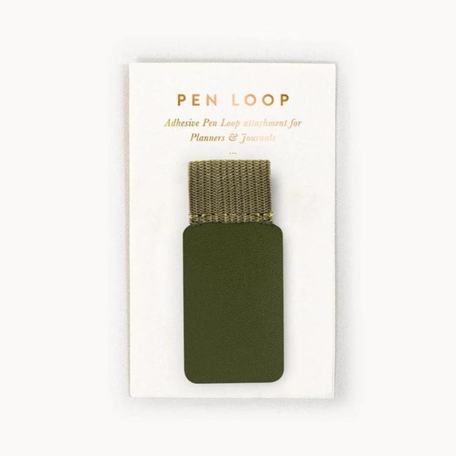 Adhesive Rectangle Pen Loop | Olive Green by Bespoke Letterpress. Australian Art Prints and Homewares. Green Door Decor. www.greendoordecor.com.au