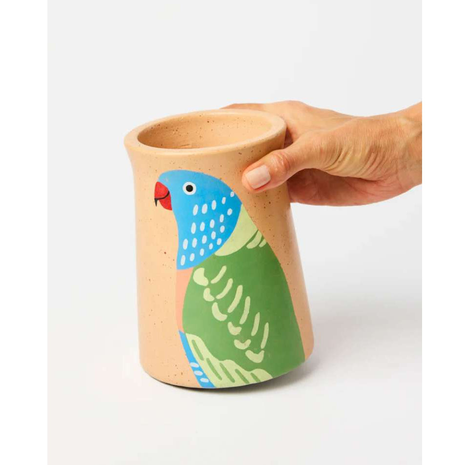 'Aerial' Lorikeet Vase by Jones and Co. Australian Art Prints and Homewares. Green Door Decor. www.greendoordecor.com.au