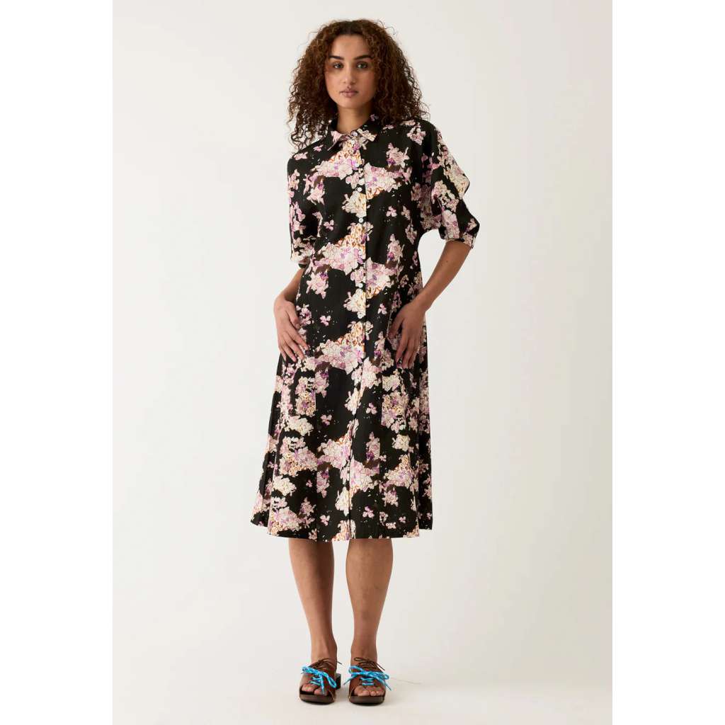 Alba Shirt Dress | Hydrangea Pink by Nancybird. Australian Art Prints, Gifts, Fashion and Homewares. Green Door Decor. www.greendoordecor.com.au