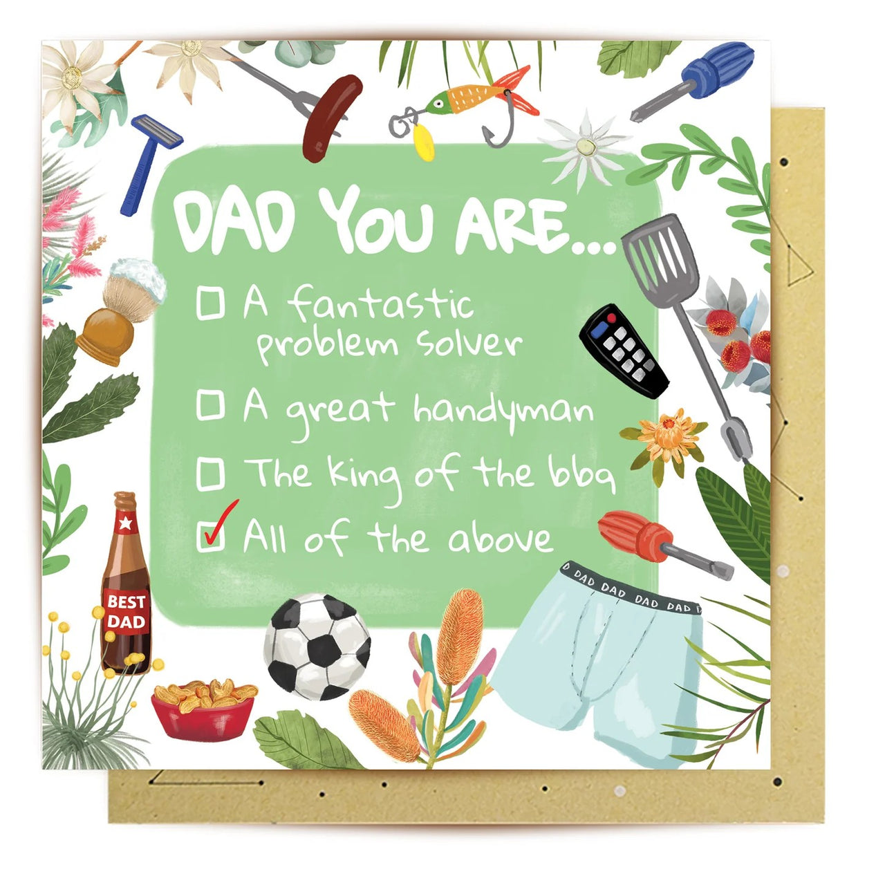 Greeting Card | All Of The Above Dad by La La Land. Australian Art Prints, Gifts, Fashion and Homewares. Green Door Decor. www.greendoordecor.com.au