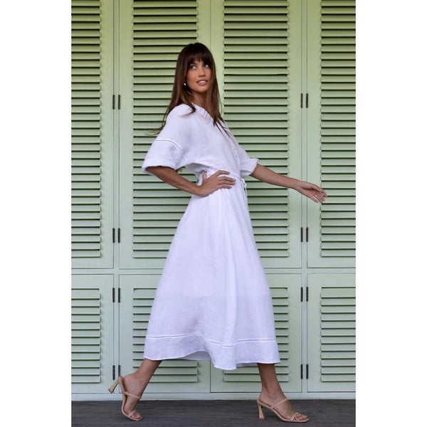 Ambrosia Midi Dress | White by Humidity Lifestyle. Australian Art Prints and Homewares. Green Door Decor. www.greendoordecor.com.au