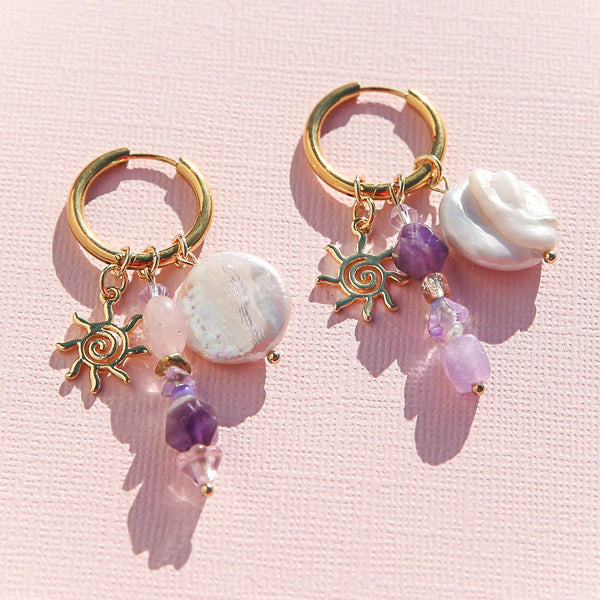 'Amethyst' Huggie Hoops by Kingston Jewellery. Australian Art Prints, Fashion and Homewares. Green Door Decor. www.greendoordecor.com.au