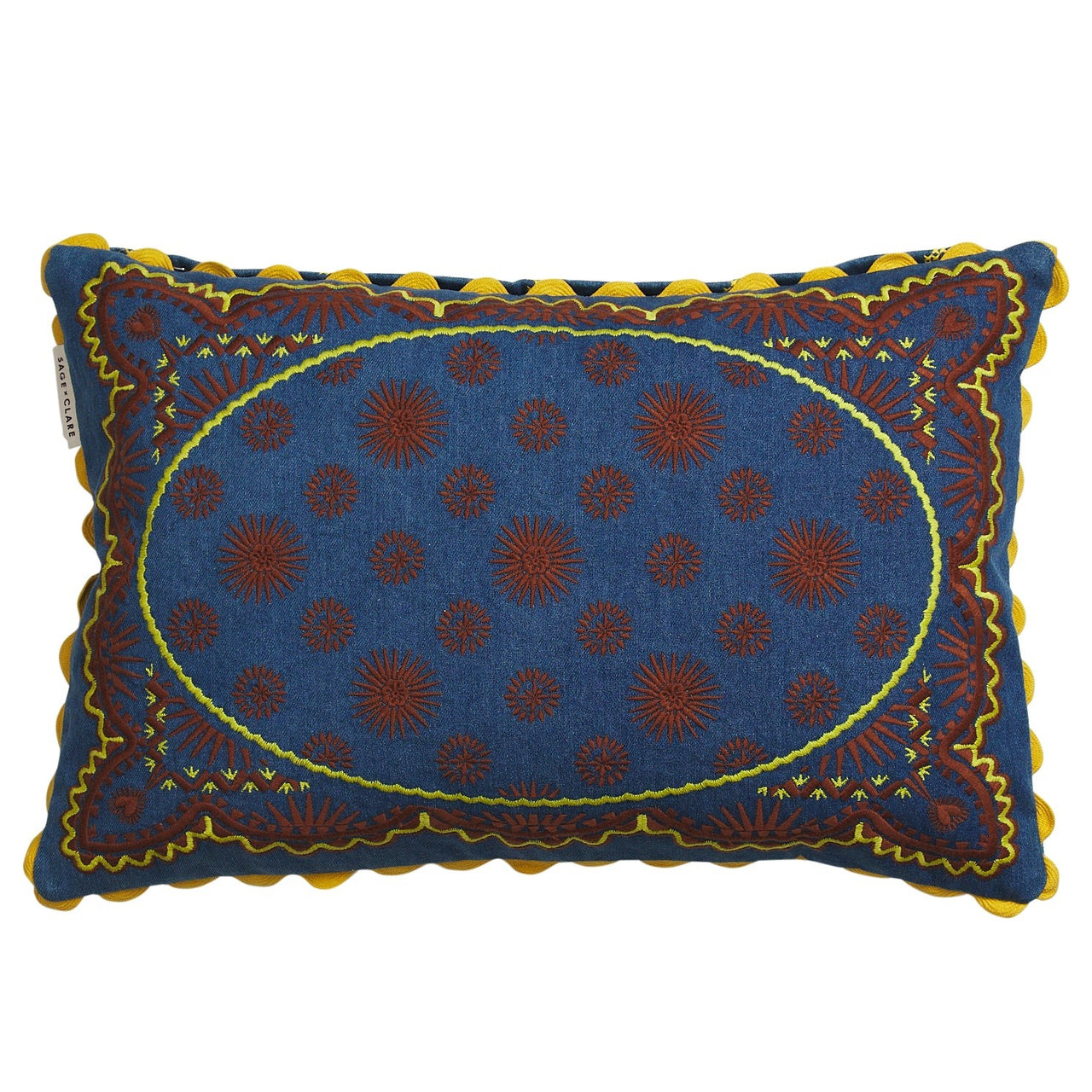 'Anneliese' Reversible Denim Cushion | Peridot by Sage and Clare. Australian Art Prints, Gifts, Fashion and Homewares. Green Door Decor. www.greendoordecor.com.au