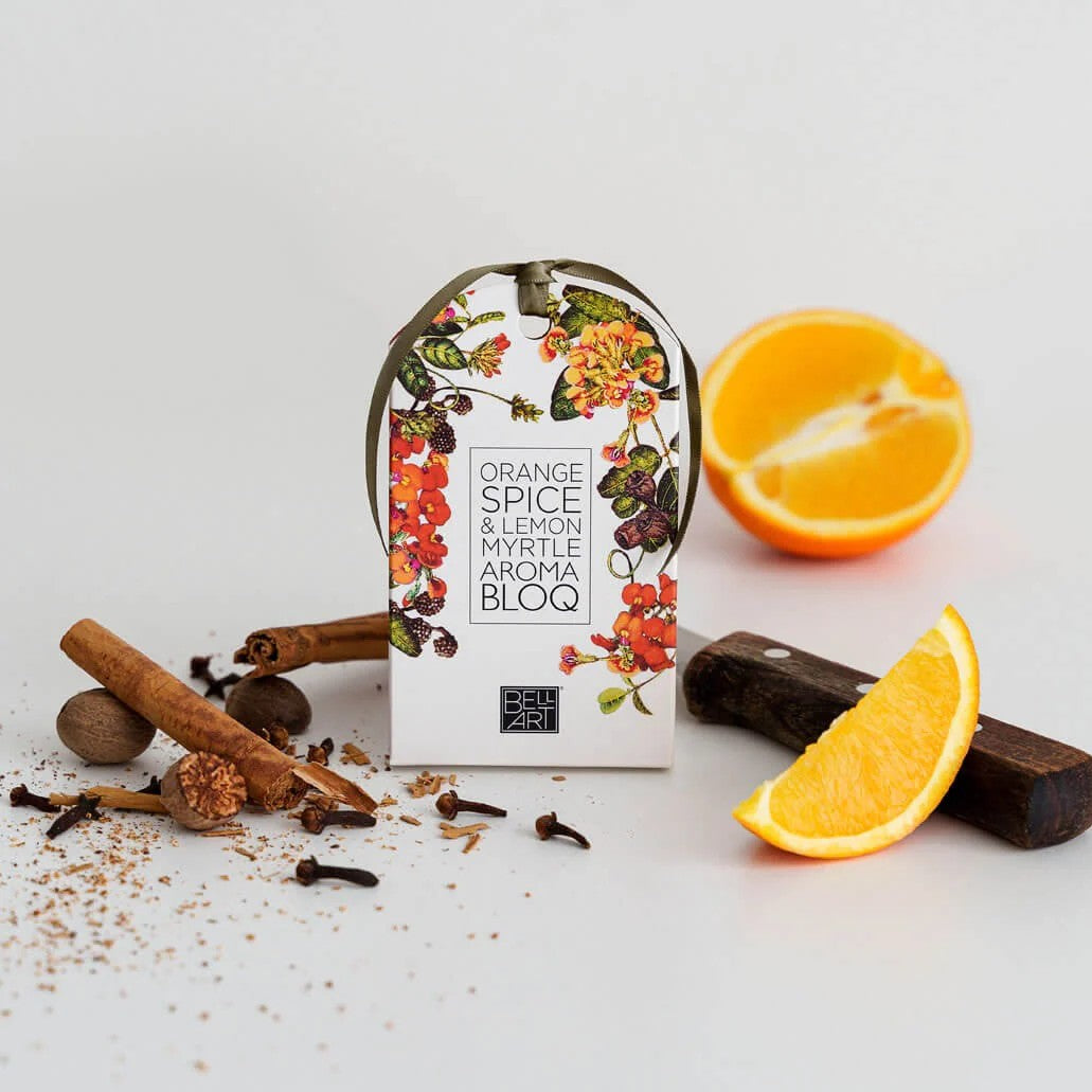 Aroma Bloq | Orange, Spice & Lemon Myrtle by Bell Art. Australian Art Prints and Homewares. Green Door Decor. www.greendoordecor.com.au