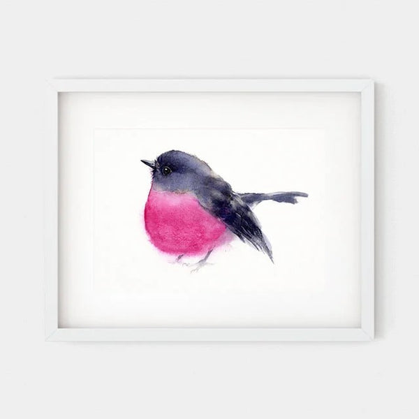 'Pink Robin' Fine Art Print | Choose Arts by Qing Zhang. Australian Art Prints and Homewares. Green Door Decor. www.greendoordecor.com.au