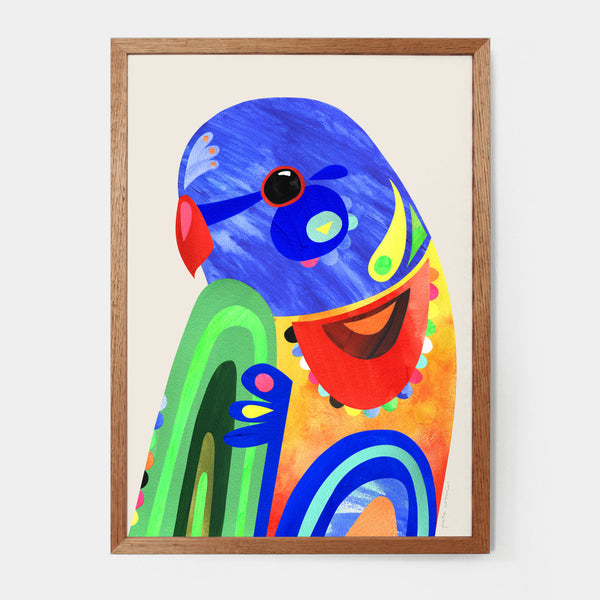 A4 Art Print - Rainbow Lorikeet | Pete Cromer. Australian Art Prints and Homewares. Green Door Decor. www.greendoordecor.com.au